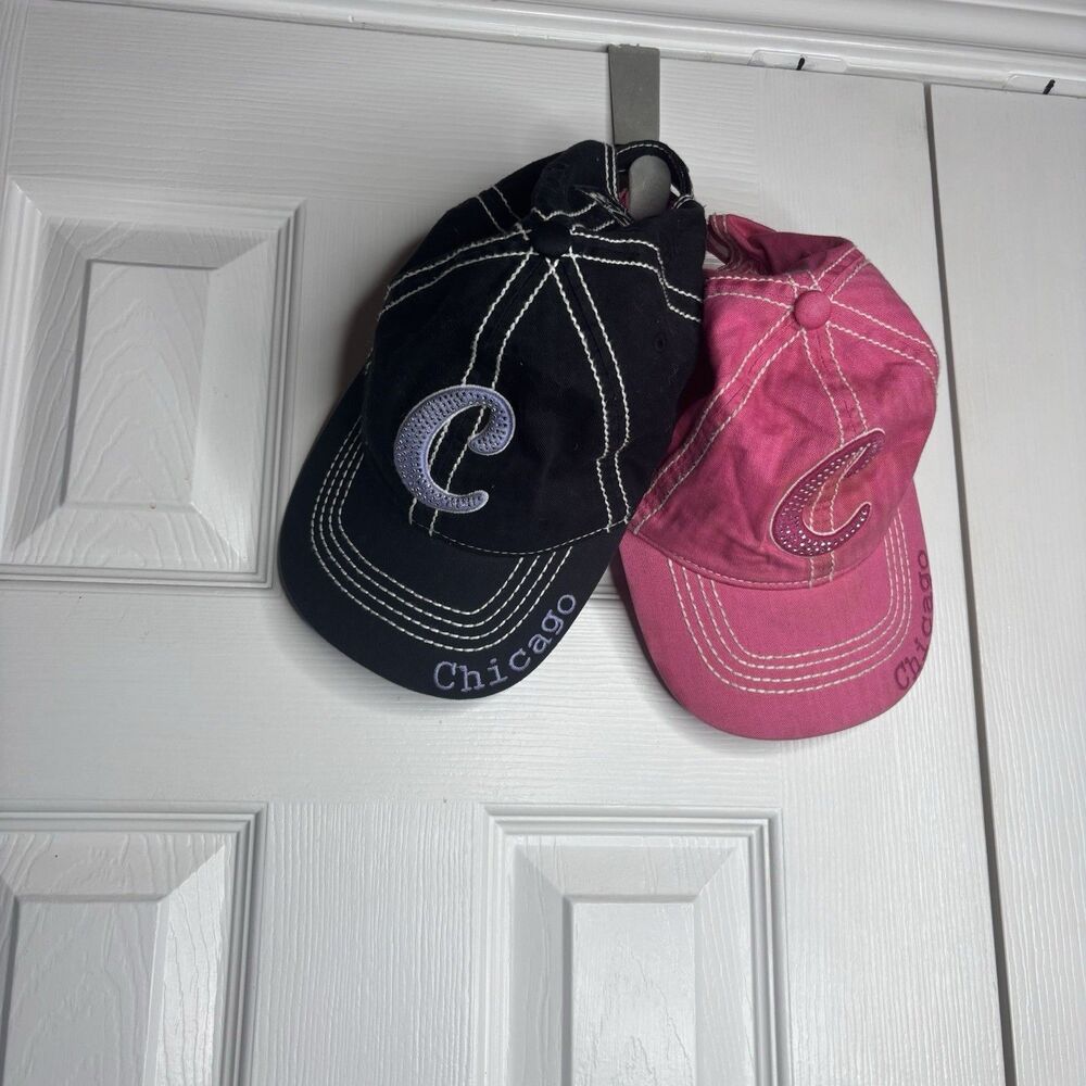 Robin Ruth Chicago Baseball Caps Pink Black Studded C Bundle Adjustable